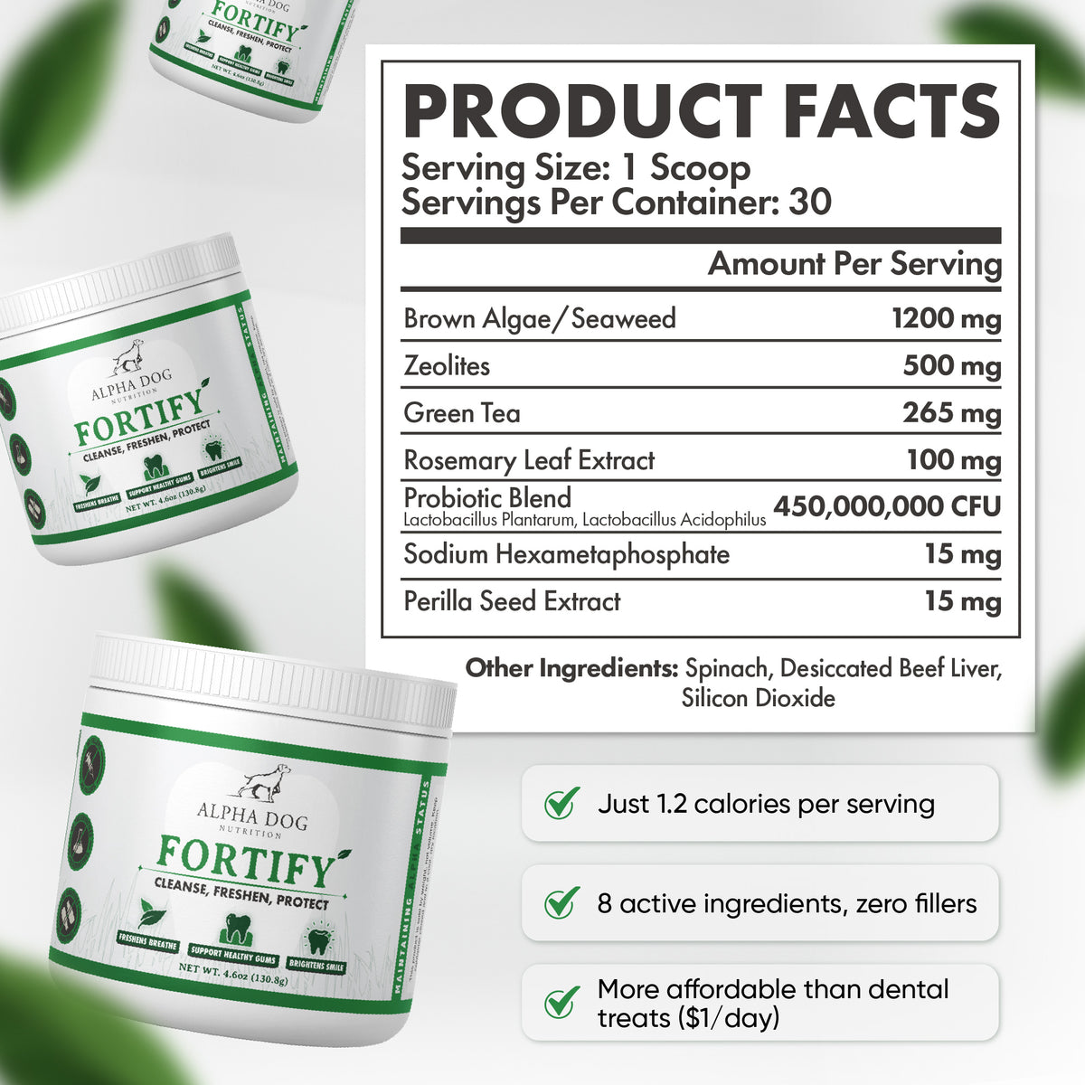 Gi Fortify Powder Fortify Dental Powder for Dogs from Alpha Dog Nutrition